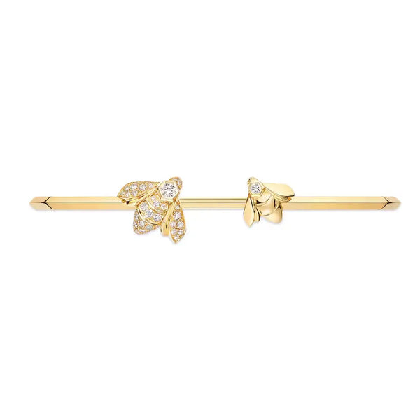 Bee Open Cuff Bracelet Yello Gold with Diamonds
