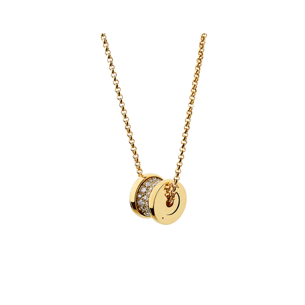 B.zero1 necklace,925 Silver,18k Gold Plated, Spiral pavé zircon