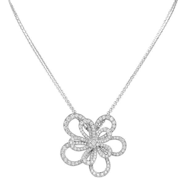 Bloom Flower Necklace White Gold Full Diamonds