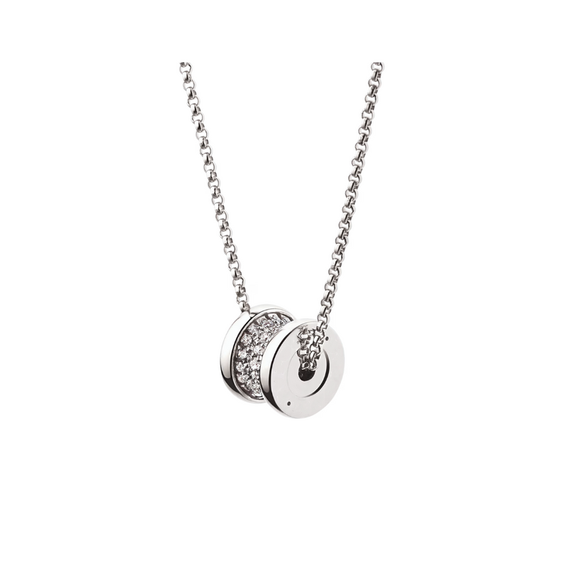 B.zero1 necklace,925 Silver,18k Gold Plated, Spiral pavé zircon