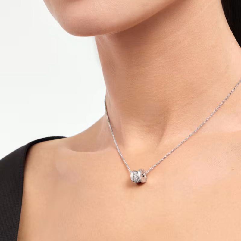B.zero1 necklace,925 Silver,18k Gold Plated, Spiral pavé zircon
