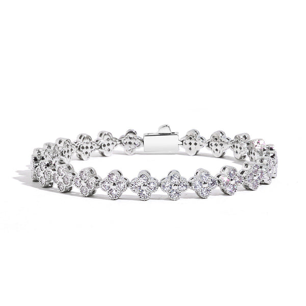 7mm full diamond four-leaf clover flower tennis bracelet, inlaid with zircon