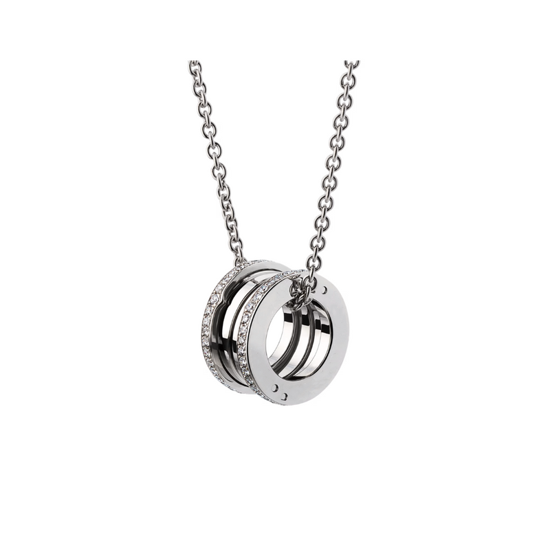 B.zero1 necklace,925 Silver,18k Gold Plated, Pendant edge set with zircons