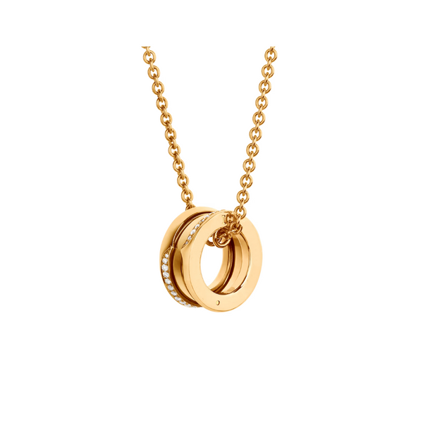 B.zero1 necklace,925 Silver,18k Gold Plated, Pendant edge set with zircons