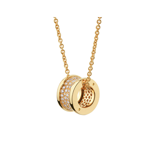 B.zero1 necklace,925 Silver,18k Gold Plated, Spiral pavé zircon