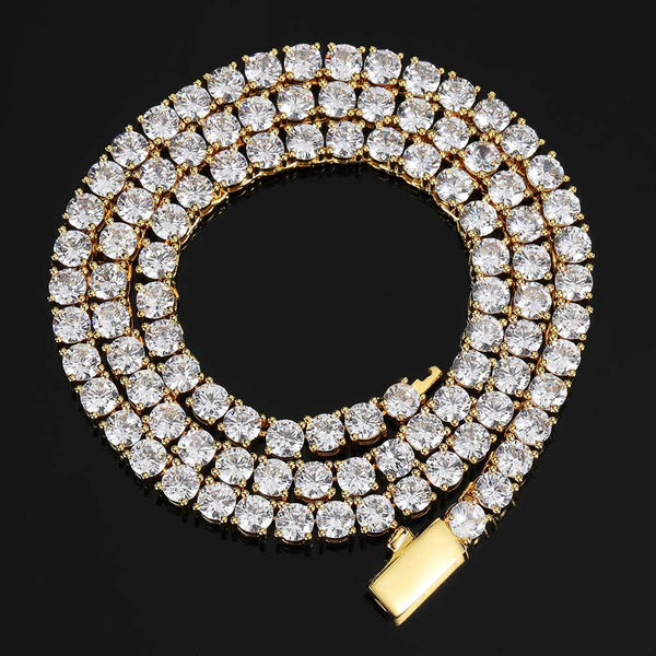 5mm Zirconia Tennis Necklace, 18K Gold Plated
