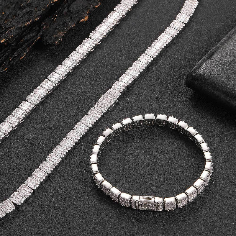 Baguette Tennis Bracelet in White Gold - 8mm
