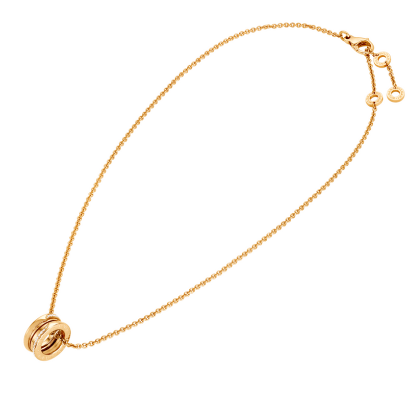 B.zero1 necklace,925 Silver,18k Gold Plated, Pendant edge set with zircons