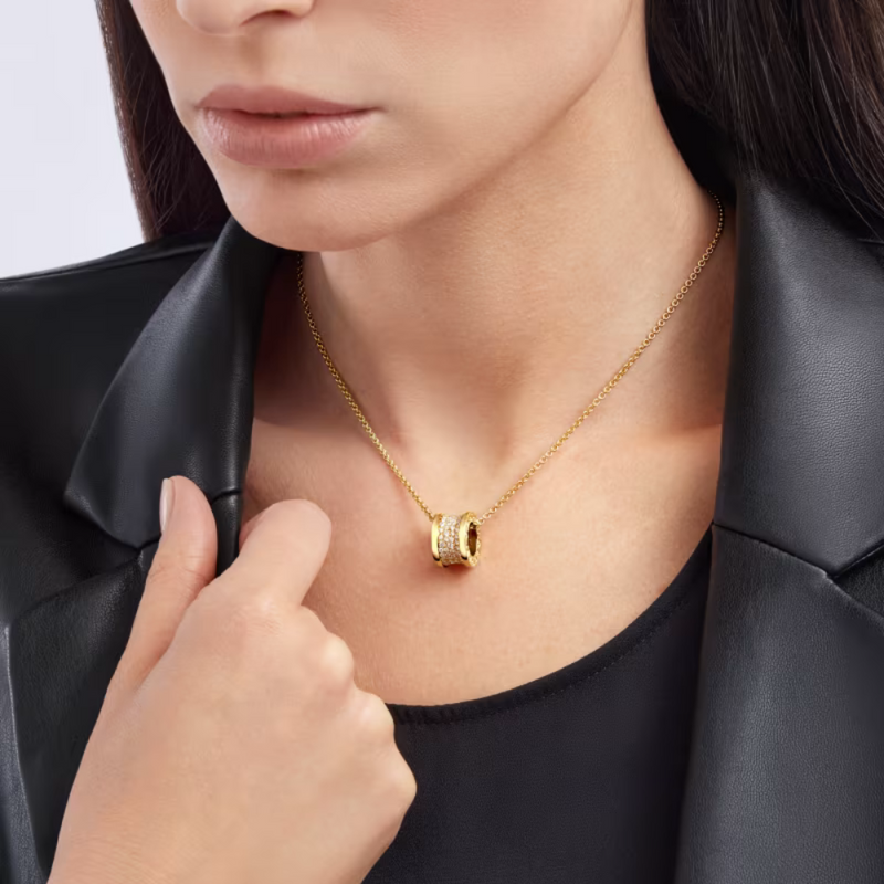 B.zero1 necklace,925 Silver,18k Gold Plated, Spiral pavé zircon
