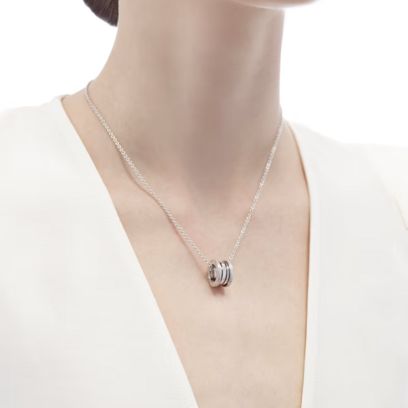 B.zero1 necklace,925 Silver,18k Gold Plated, Pendant edge set with zircons