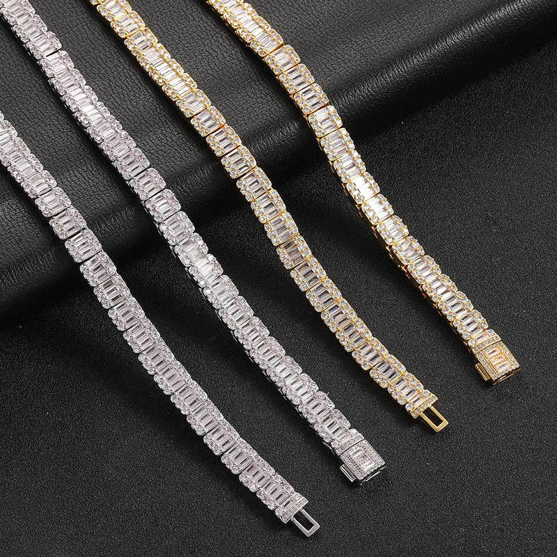 Baguette Tennis Bracelet in White Gold - 8mm