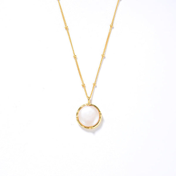 Baroque Button Pearl Necklace，925 Silver, 18k Gold Plated