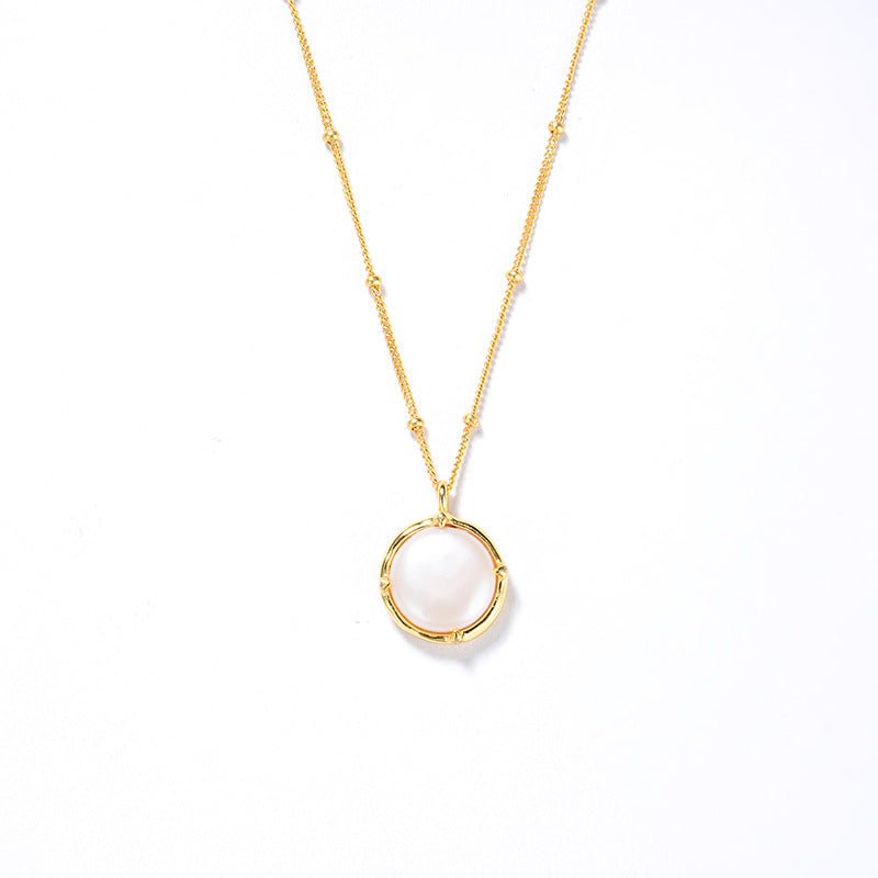 Baroque Button Pearl Necklace，925 Silver, 18k Gold Plated