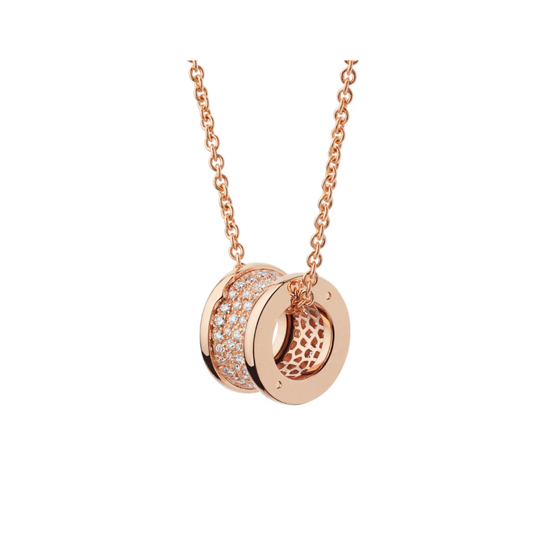 B.zero1 necklace,925 Silver,18k Gold Plated, Spiral pavé zircon
