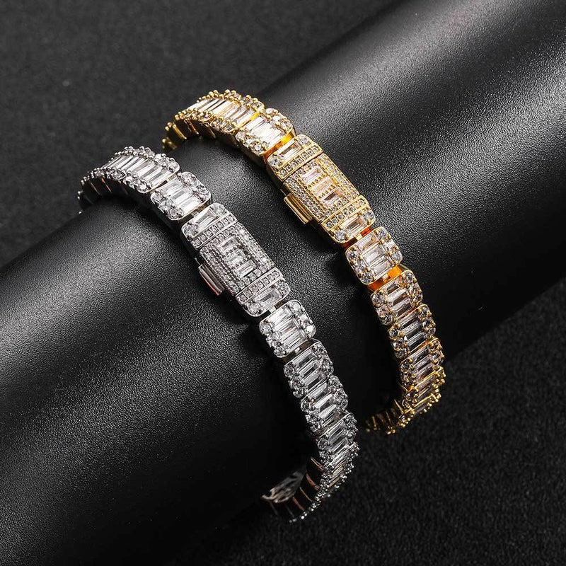 Baguette Tennis Bracelet in White Gold - 8mm