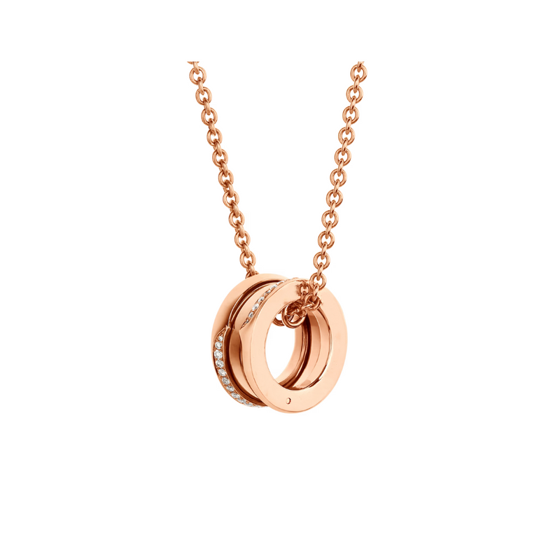 B.zero1 necklace,925 Silver,18k Gold Plated, Pendant edge set with zircons