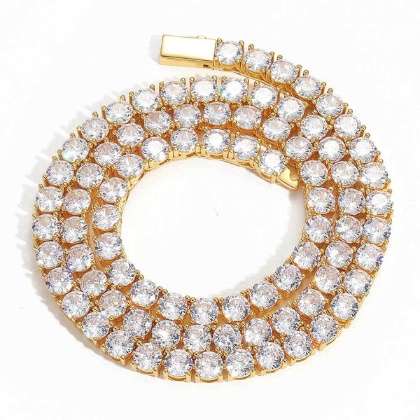 3mm Tennis Necklace, AAA Zirconia, Genuine Gold Plated