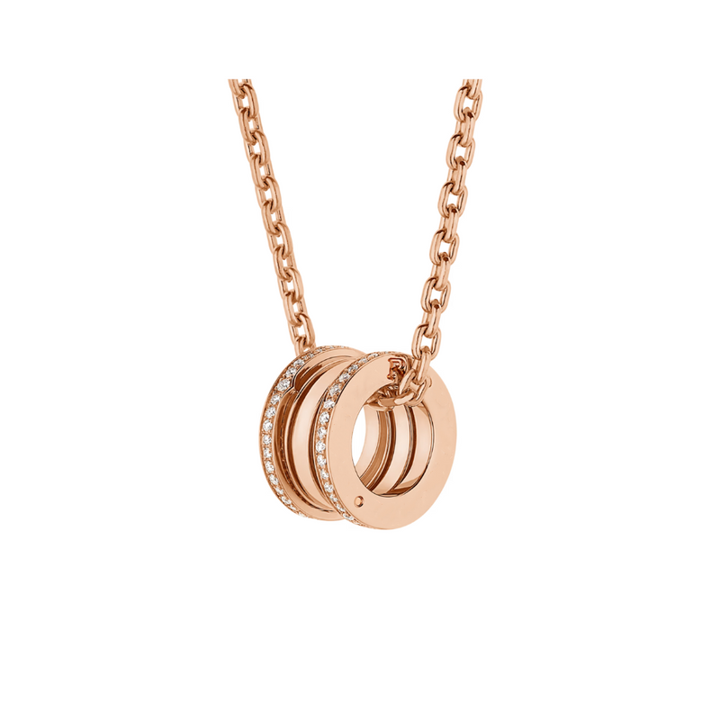 B.zero1 necklace,925 Silver,18k Gold Plated, Pendant edge set with zircons