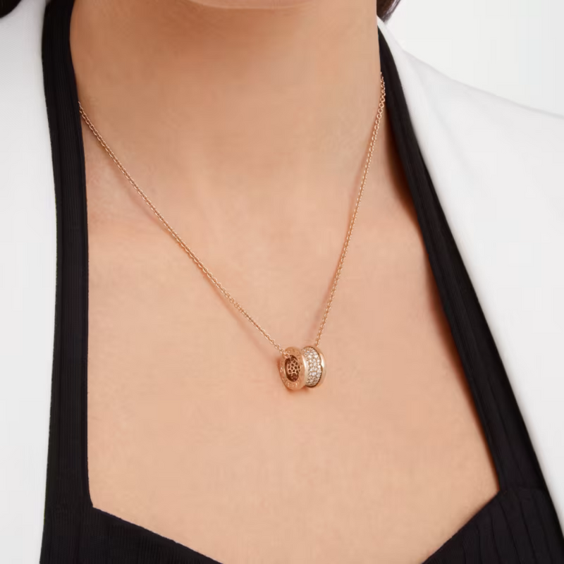 B.zero1 necklace,925 Silver,18k Gold Plated, Spiral pavé zircon