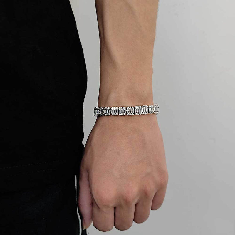 Baguette Tennis Bracelet in White Gold - 8mm