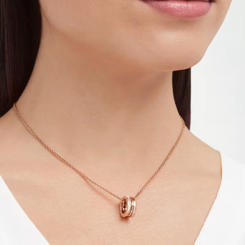 B.zero1 necklace,925 Silver,18k Gold Plated, Pendant edge set with zircons