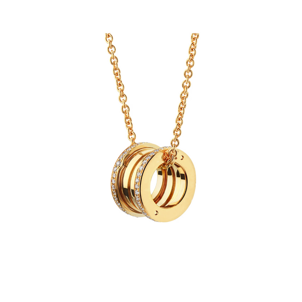 B.zero1 necklace,925 Silver,18k Gold Plated, Pendant edge set with zircons