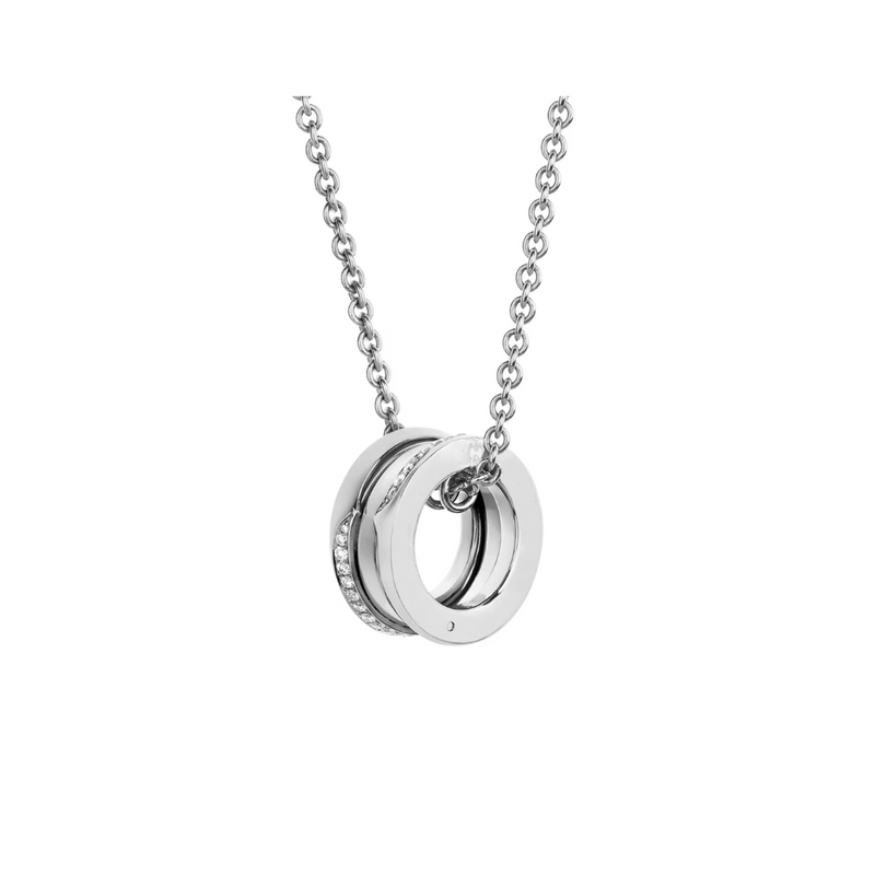 B.zero1 necklace,925 Silver,18k Gold Plated, Pendant edge set with zircons