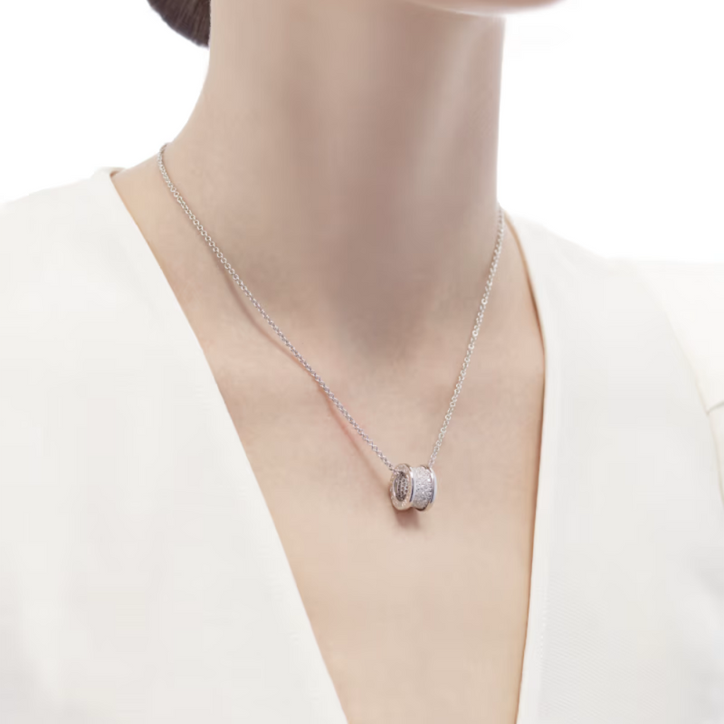 B.zero1 necklace,925 Silver,18k Gold Plated, Spiral pavé zircon